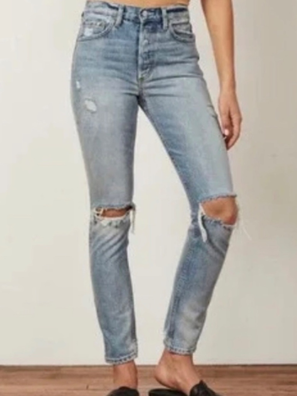 BOYISH Billy High Waist Slim Straight Jeans in Easy Rider | Size 27 | Distressed - Picture 3 of 10